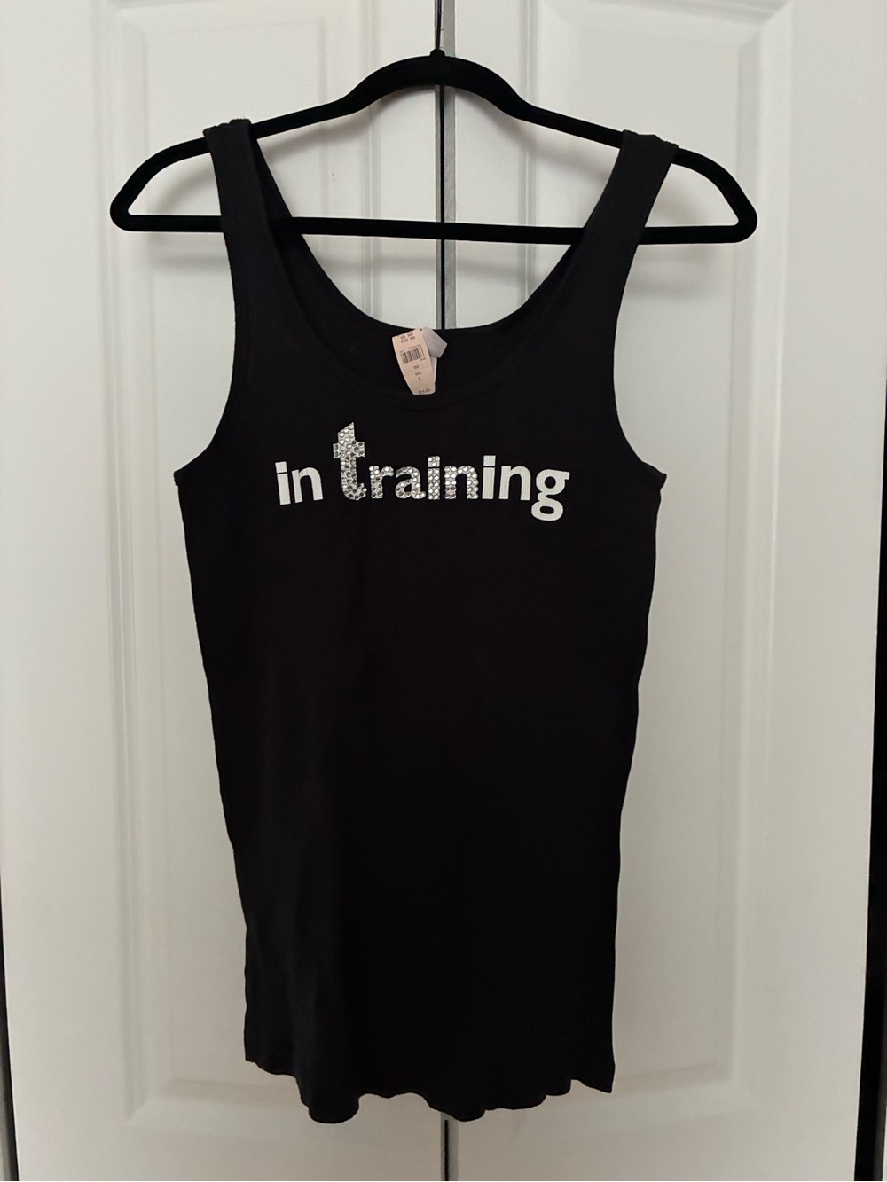 🌟Victoria's Secret Black Tank with Sparkle "in training"•Graphic tank